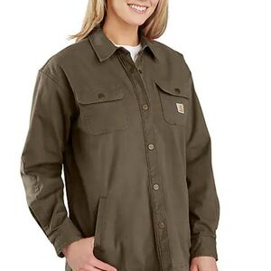 WOMEN'S RUGGED FLEX® LOOSE FIT CANVAS FLEECE-LINED SHIRT JAC size XXL